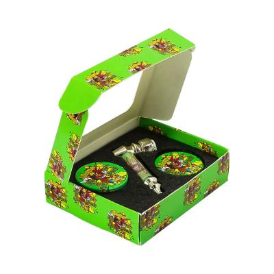 China Popular Grinder Honeypuff Smoking Sets Cartoon Style Pipe Tobacco Set With Gift Box for sale