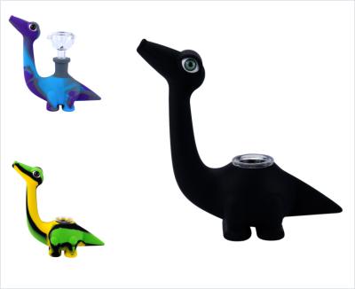 China 2022 Wholesale Country Dinosaur Shape Silicone Smoking Pipe With Glass Bowl for sale