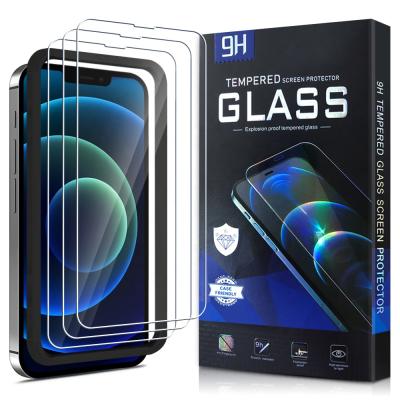 China Hot Selling 3 Mobile Phone Package 2.5D Full Glue HD Clear Clear Tempered Glass Screen Protector For iphone 12 13 for sale