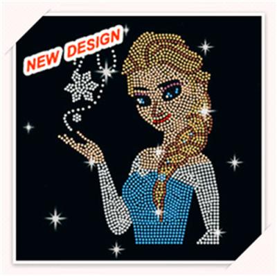 China Cute Princess Custom Pattern Hotfix Flatback Rhinestone Heat Transfer Applique For Garment for sale