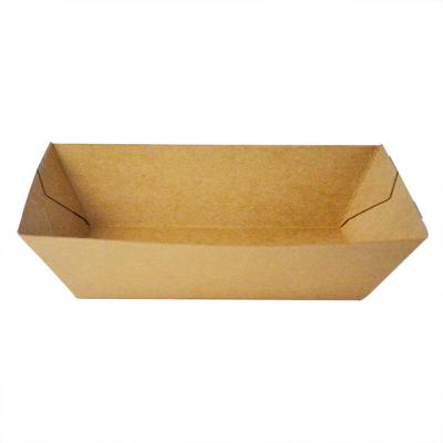 China Food Custom Printed Brown Kraft Paper Food Tray for sale