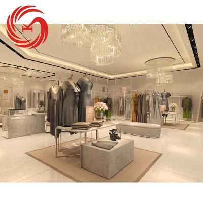 China Environmental Friendly Luxury Mall Retailer Clothing Store Metal Garment Hanging Display Rack For Lady for sale