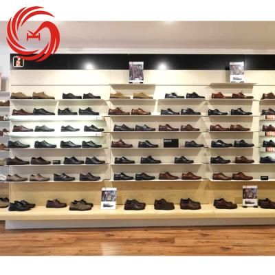 China Eco - Friendly Wall Mounted Wooden Shoe Store Display Stand For Sale for sale