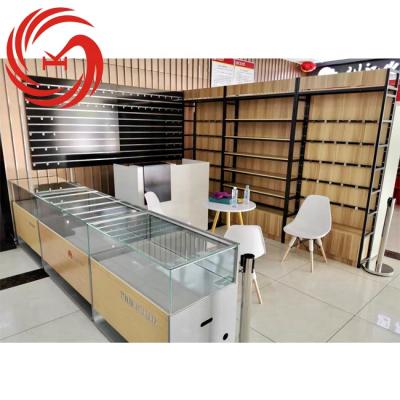 China Cell Phone Store Grain Mobile Phone Shop Mobile Phone Kiosk Display Cabinet Wood Disassembly for sale