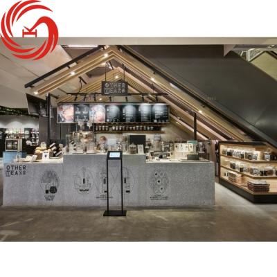 China Custom Design Environmental Friendly Design Decoration Counter Shop Kiosk Mall Coffee MIilk Tea Shop Furniture for sale