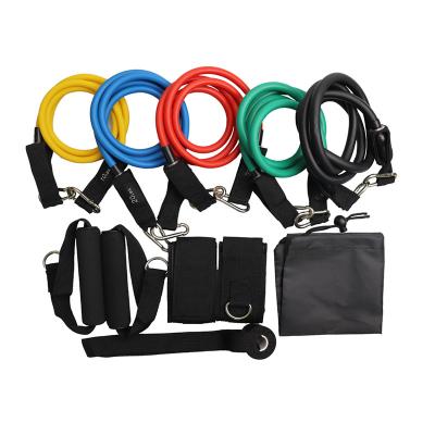 China Latex 11 Pcs 150lbs Resistance Bands Durable Heavy Duty Elastic Band Fitness Workout Band Tubes for sale