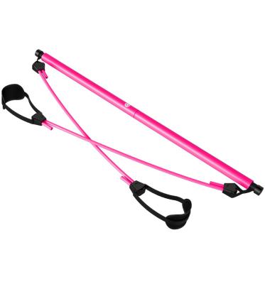 China Durable Portable Gym Yoga Exercise Pilates Bar Stick With Foot Loops Resistance Bands for sale