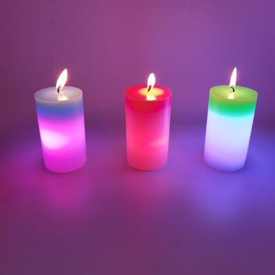 China COLOR CHANGING COLOR CHANGING Amazon Hot Selling Magical Color Changing Led Pillar Wax Candle Light Swing Flame Electronic Candles for Night Home Decoration for sale