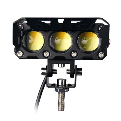 China Superior Brightness Motorcycle Lighting System Hi Lo Beam Motorbike Headlight 3 Lens Projector Fog lamp Mini Driving Light Dual Color Work Light for sale