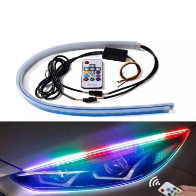 China ABS+LED Automobile light guide strip daytime running light Silicon ultra-thin start scanning line free streamer dual color turn light for sale