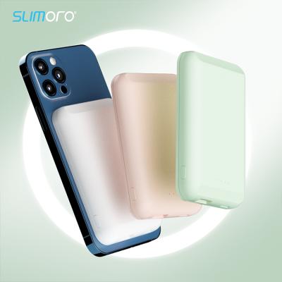 China Slimoro 5000mAh 10000mAh Fast Wireless Power Bank 15W 20W Support Charging Slimoro 5000mAh 10000mAh Portable Lightweight QC Radio Magnetic Power Banks for sale