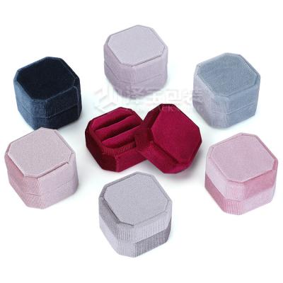 China Luxury Custom Colorful Jewelry Packaging Box Hexagon Octagon Shape Jewelry Boxes Ring Gift Round Korean Velvet Wedding Jewelry Packaging Display Small for sale