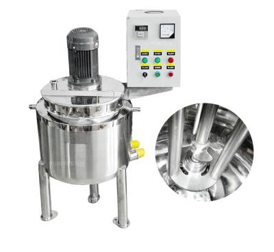 China Liquid With Solids Stainless Steel Tank Hanging Cooling Lined Mixing Milkshake Making Machine With High Shear Emulsifier Mixer for sale