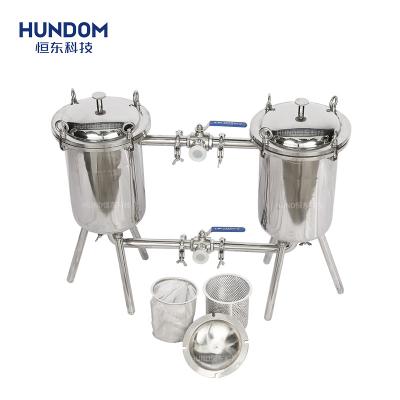 China Beverage Food Grade Stainless Steel Food Processing Double Barrel Juice Duplex Filter For Wine Filter Beverage Industry/Syrup/Milk/Sauces for sale