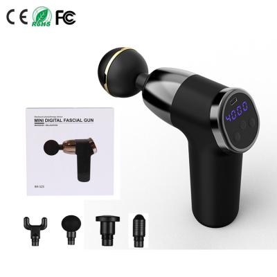 China Best New Rechargeable Electric Percussion Mini Percussion Massage Gun LCD Display 20 Speed ​​Radio With Attachments for sale