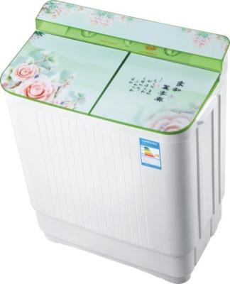 China Household Flowers Twin Tub Stainless Steel Tub Semi Automatic Clothes Washing Machines for sale