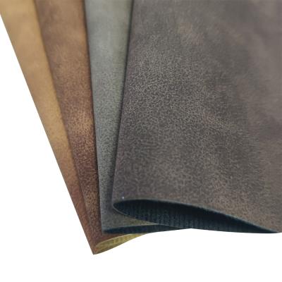 China Abrasion-resistant eco-friendly waterbase / water-backed elastic yanbuck PU leather for sale