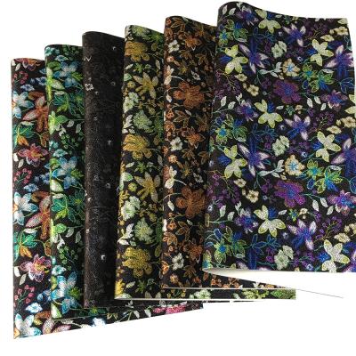 China Waterproof Flower Printed Colored PU Synthetic Leather for sale