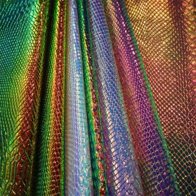 China New Arrived Raincoats Waterproof Holographic Iridescent Leather Fabric for sale