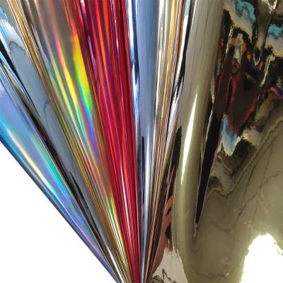 China Waterproof Holographic TPU Mirror Vinyl Fabric For Shoes And Bags for sale