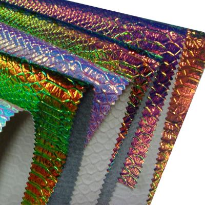 China Waterproof Waterproof Holographic Iridescent Leather Fabric for sale