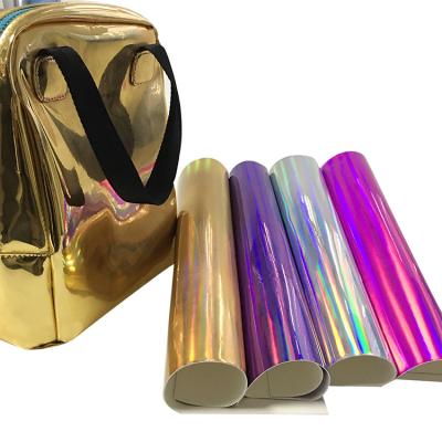 China Metallic Rainbow Patent Faux Leather Waterproof For Bag Making for sale