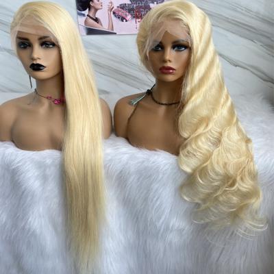 China Wholesale Natural Platinum Good Luck Full Hairline Honey Blonde 613 Lace Wig Pre Plucked Hair, 613 Wig, Ash Blonde Brazilian Virgin Blonde Straight Wig for sale