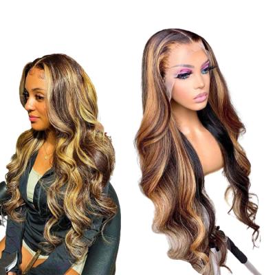 China With Good Maintenance Can Last 18-24 Months Body Wave Wigs Wholesale Virgin Hair Highlight Brazilian Color 13x4 Transparent Lace Frontal Wigs Lace Front Wig for sale