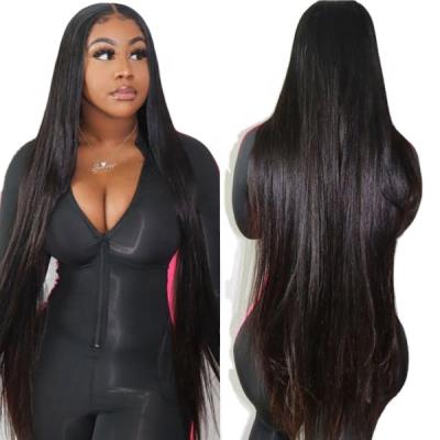 China Hot Sale Natural Swiss Transparent Wigs Pre Plucked Color Straight Human Hair 4x4 Lace Front Wig 40inch 38inch 36inch 34inch 32inch Long for sale