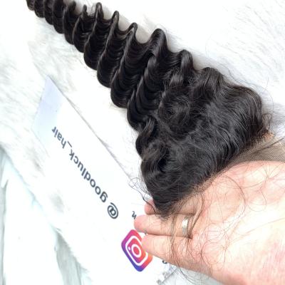 China With Good Maintenance Can Last 18-24 Months Brazilian Raw Virgin Hair Closure Hair Bleached Knots Deep Wave HD Lace Up 5x5 Closure for sale