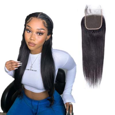 China Pre Plucked Hairline With Baby Hair 4x4 Good Luck Full Frontal Lace Frontal Swiss Thin Brazilian Cheap Transparent Natural Straight Lace Frontal Closure With Baby Hair for sale