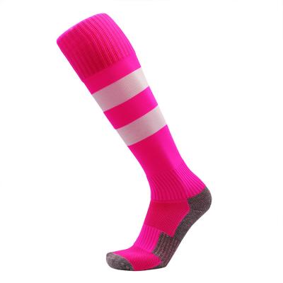 China Breathable Summer Striped Towel Based Kids Soccer Stockings for sale