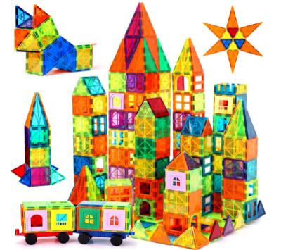 China 100pcs Plastic Cement Set Educational DIY 3d Children Building Magnet Tiles Building Blocks Toys Sets Magnetic Blocks for sale