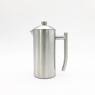 China China Factory Viable Insulated Stainless Steel Double Wall Silver French Press Coffee Maker for sale