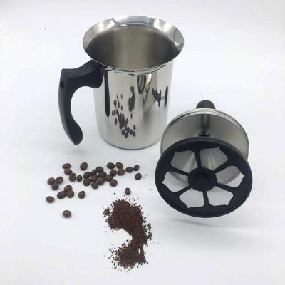 China Sustainable Food Grade Stainless Steel Plastic Hand Pump Handle Milk Frother With Milk Cup for sale