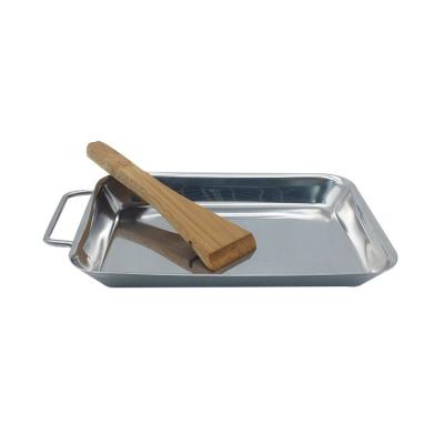 China Non-Stick BBQ Tray Set Bakeware Set Grill Pan With Wooden Spatula Scraper Kitchen Viable Stainless Steel Metal for sale