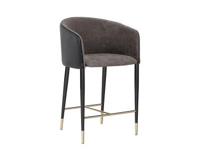 China Modern 2022 New Upholstery Modern Barrels Back Counter Stools Bar Chairs With Steel Legs And Foot Straps for sale