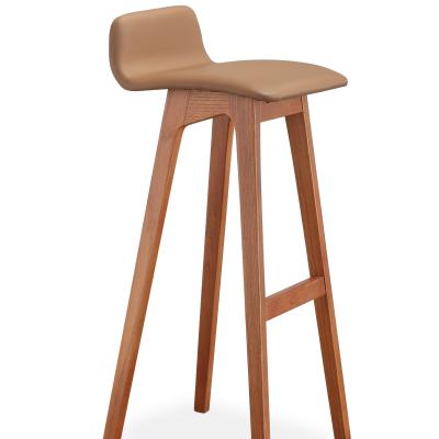 China Eco-friendly Modern Commercial Leather Barstool Wood Legs PU High for sale