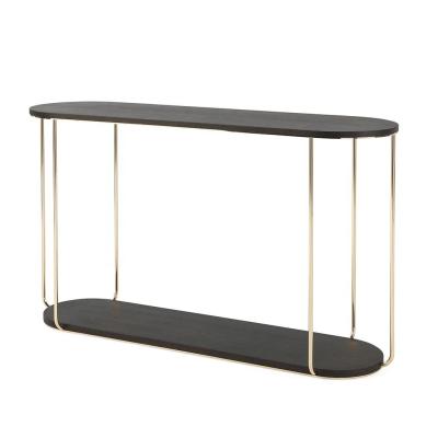 China MDF table home interiors design gold luxury console table in multilayer wood top for sale