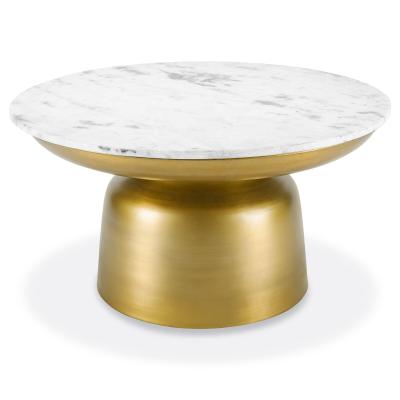 China Large Contemporary Design Living Room Or Living Room Marble Top Coffee Table With Antique Brass Finish for sale