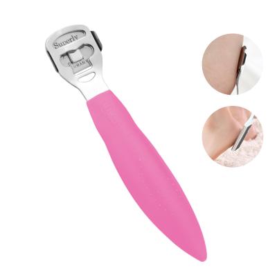 China Popular Stainless Steel Plastics Handle Callus Razor With Foot File Best Pedicure Tools To Remove Cracked Dead Skin Cells Hard for sale