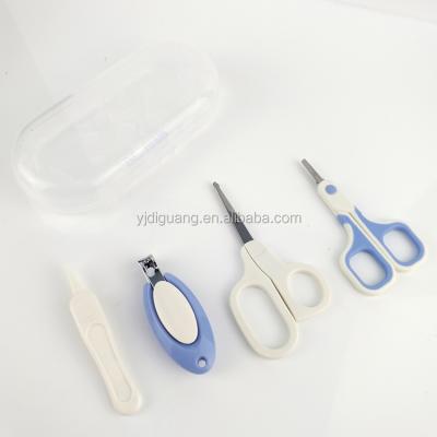 China Safety 4 Pcs High Quality Baby Care Scissors Nail Clipper Safe Manicure Set In Plastic Case for sale