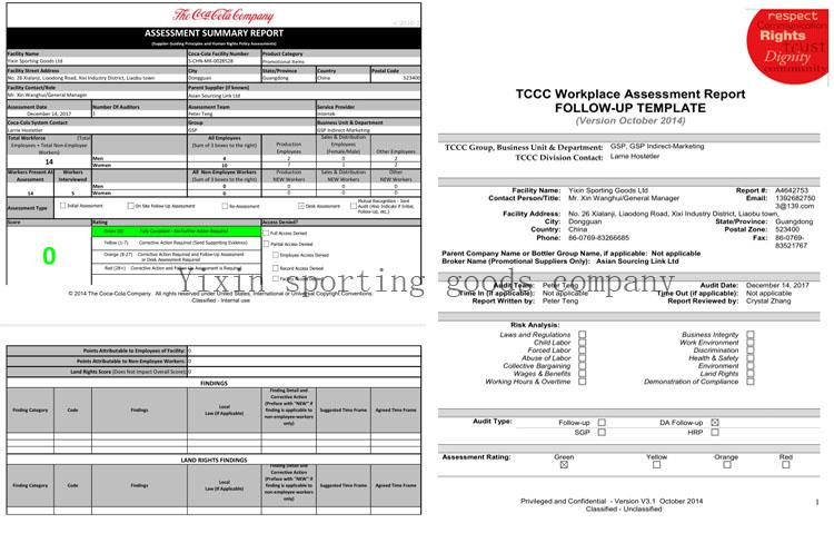 Verified China supplier - Dongguan Yixin Sporting Goods Limited