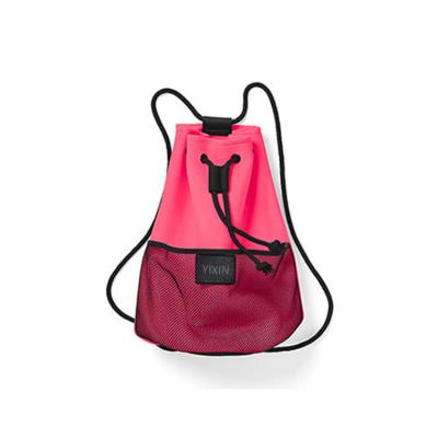 China Lady Pink Waterproof Beach Bag Neoprene Drawstring Shoulder Backpack Strap Bag For Swimming Sport for sale