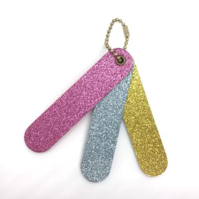 China Soft 3 in 1 mini glitter emery board with small chain for sale