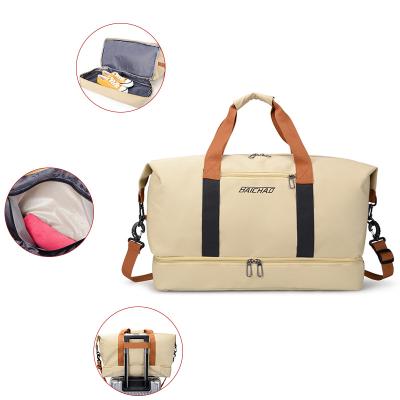 China Lightweight Water Resistant Wet And Dry Separation Canvas Waterproof Hand Travel Bag For Women Fashion Gym Casual Duffel Bag With Shoes Compartment for sale