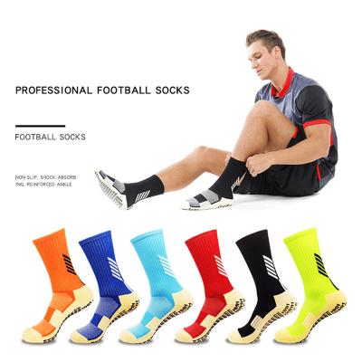 China Colorful Football Logo Soccer Grip Socks Custom Made Cotton Breathable Unisex Crew Sports Anti Slip Sporty for sale