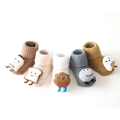 China Autumn Winter Newborn Knit 3D Cartoon Doll Antibacterial Baby Bumps Non Slip Boys Girls Baby Floor Socks for sale