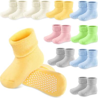 China Antibacterial Toddler Non Slip Thick Ride Cuff Socks 12-36 Months Cute Kids Socks Logo Socks Custom for sale