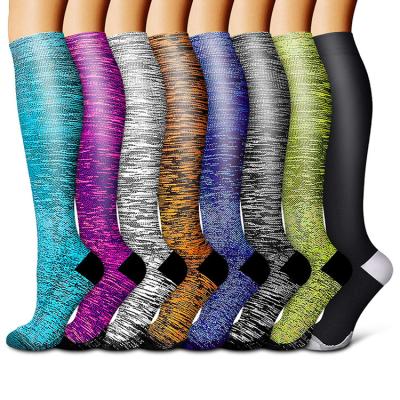 China Custom Breathable Logo Print Recovery Circulation Sport Compression Socks, Athletic Running Retraining Nurse Medical Knee High Support Boots for sale